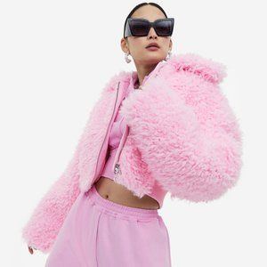 RARE H&M Studio Pink Boxy Teddy / Faux Fur Jacket (NWT)